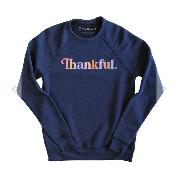 NEW! Thankful navy sweatshirt from The Home T - Picture 1 of 4